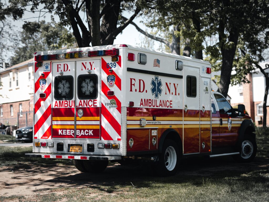 An ambulance sitting in the grass | active shooter training