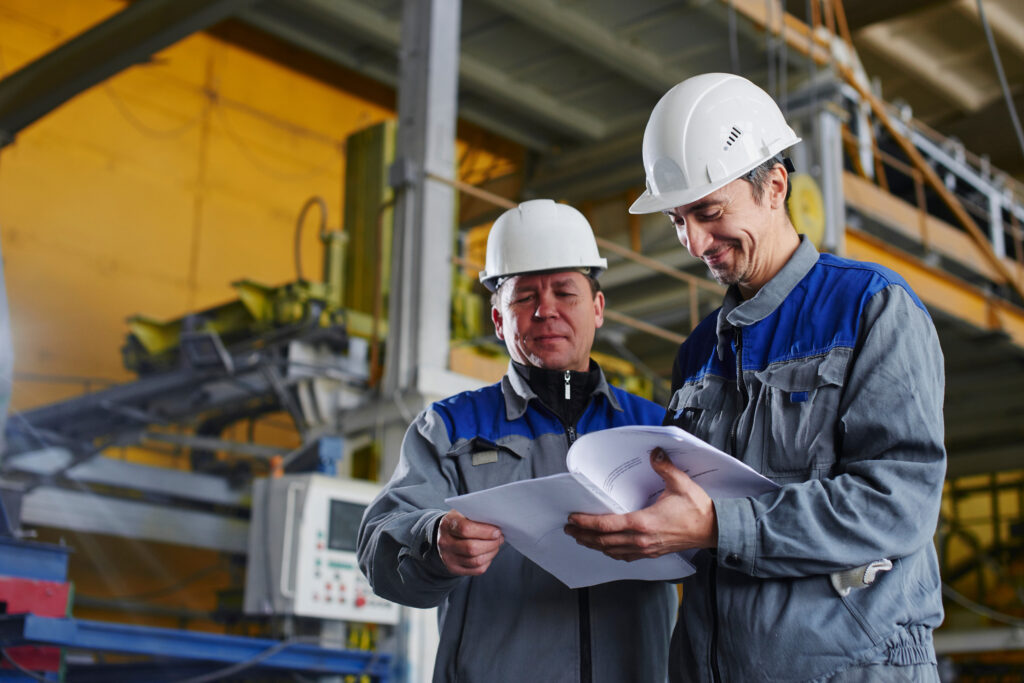 Men working at an energy plant who have taken active shooter preparedness training